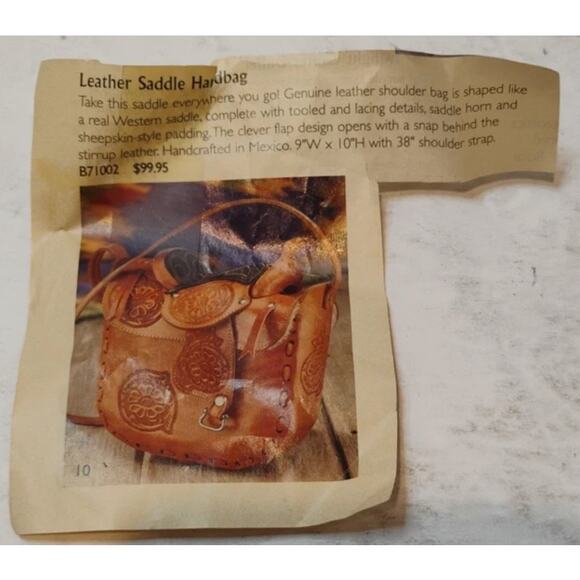 Vintage Hand Tooled Leather Horse Saddle Shoulder Purse - Picture 15 of 15